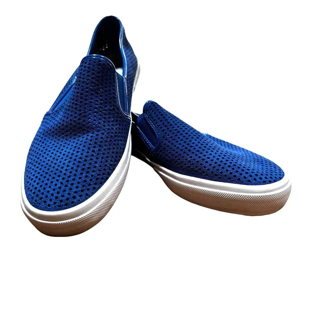 Michael Kors ladies US 7M slip on sneakers royal blue laser cut suede leather